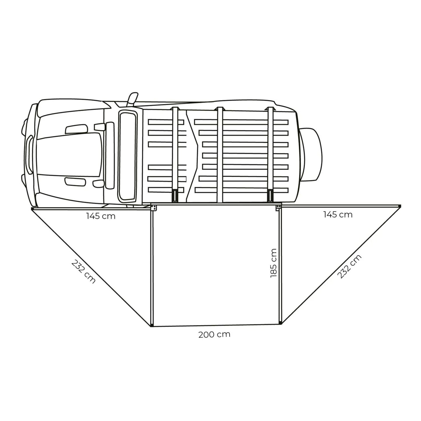 Car Side Awning 180° LEAF 200 cm - Trailborn Equipment