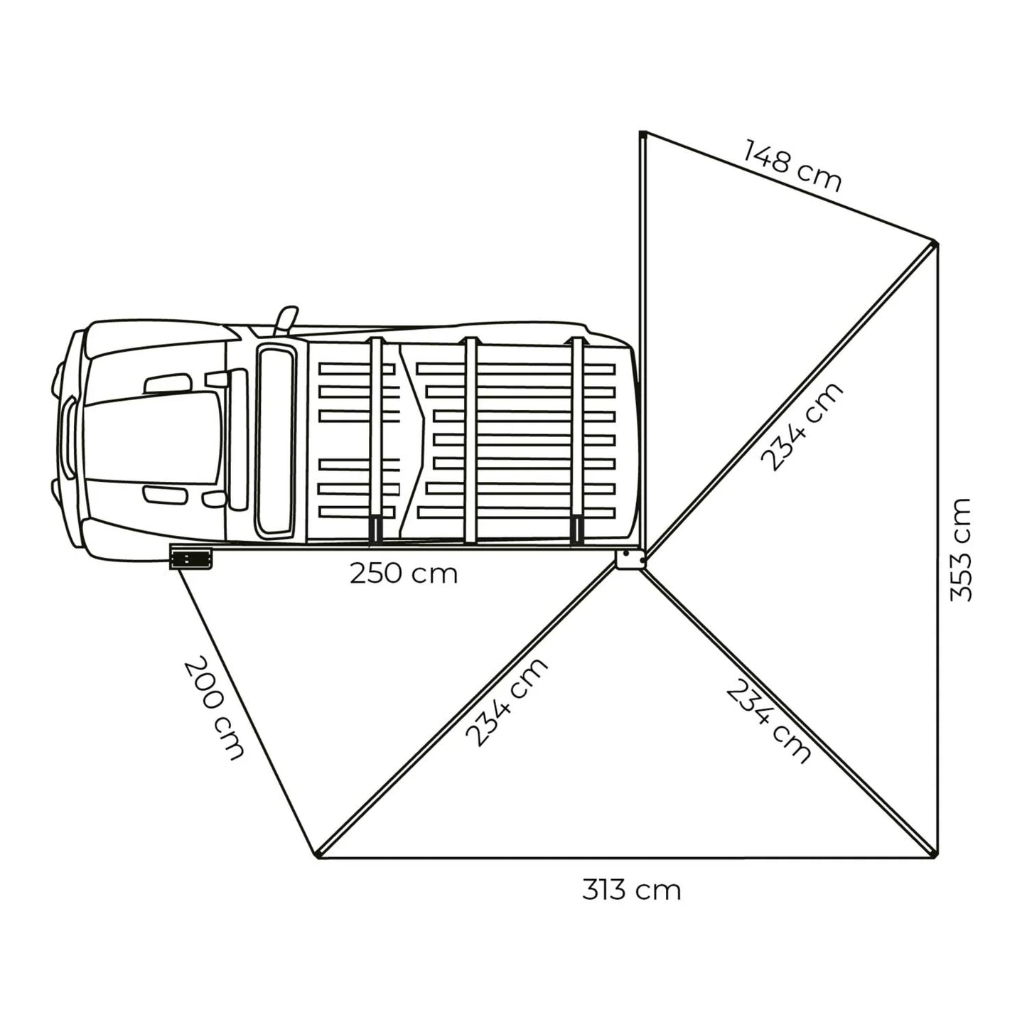 270° Awning LEAF Left 250 cm grey - Trailborn Equipment