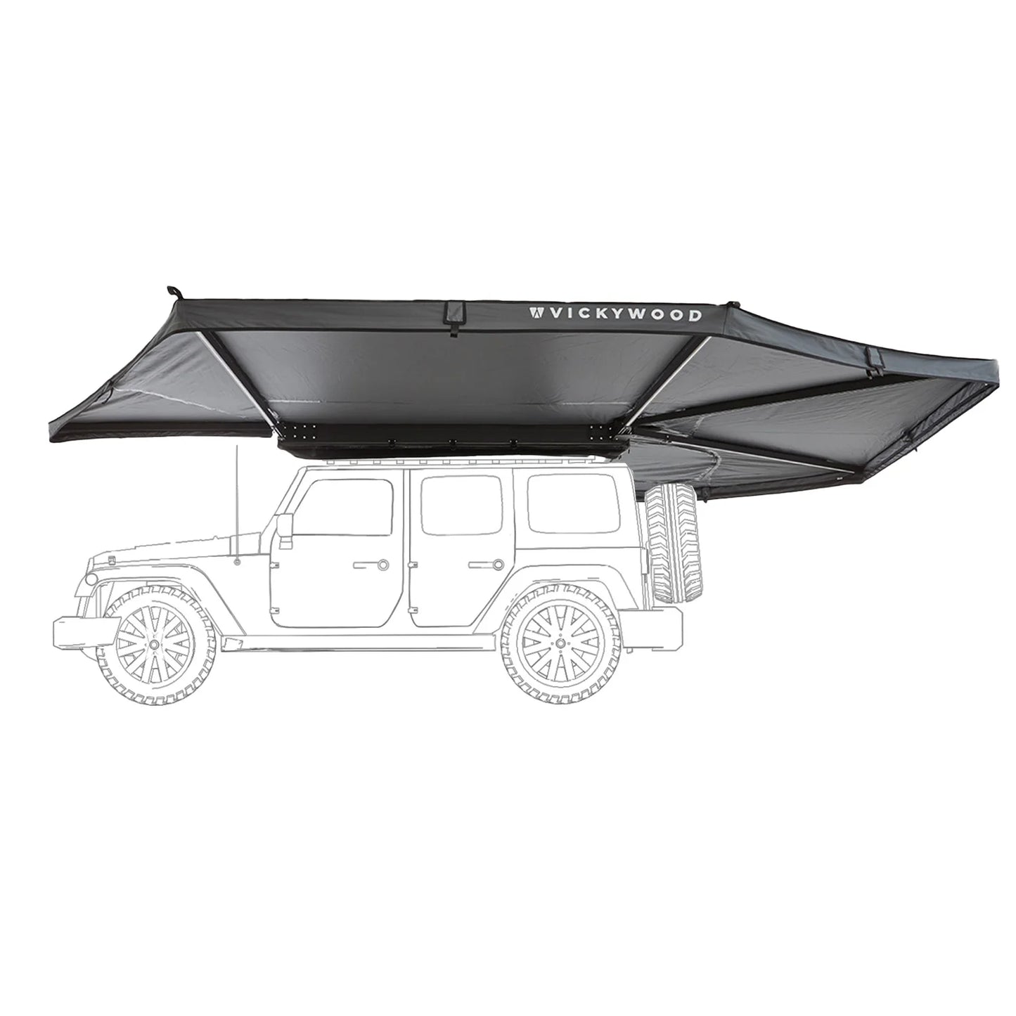270° Awning Leaf Extended Left 250cm Grey
