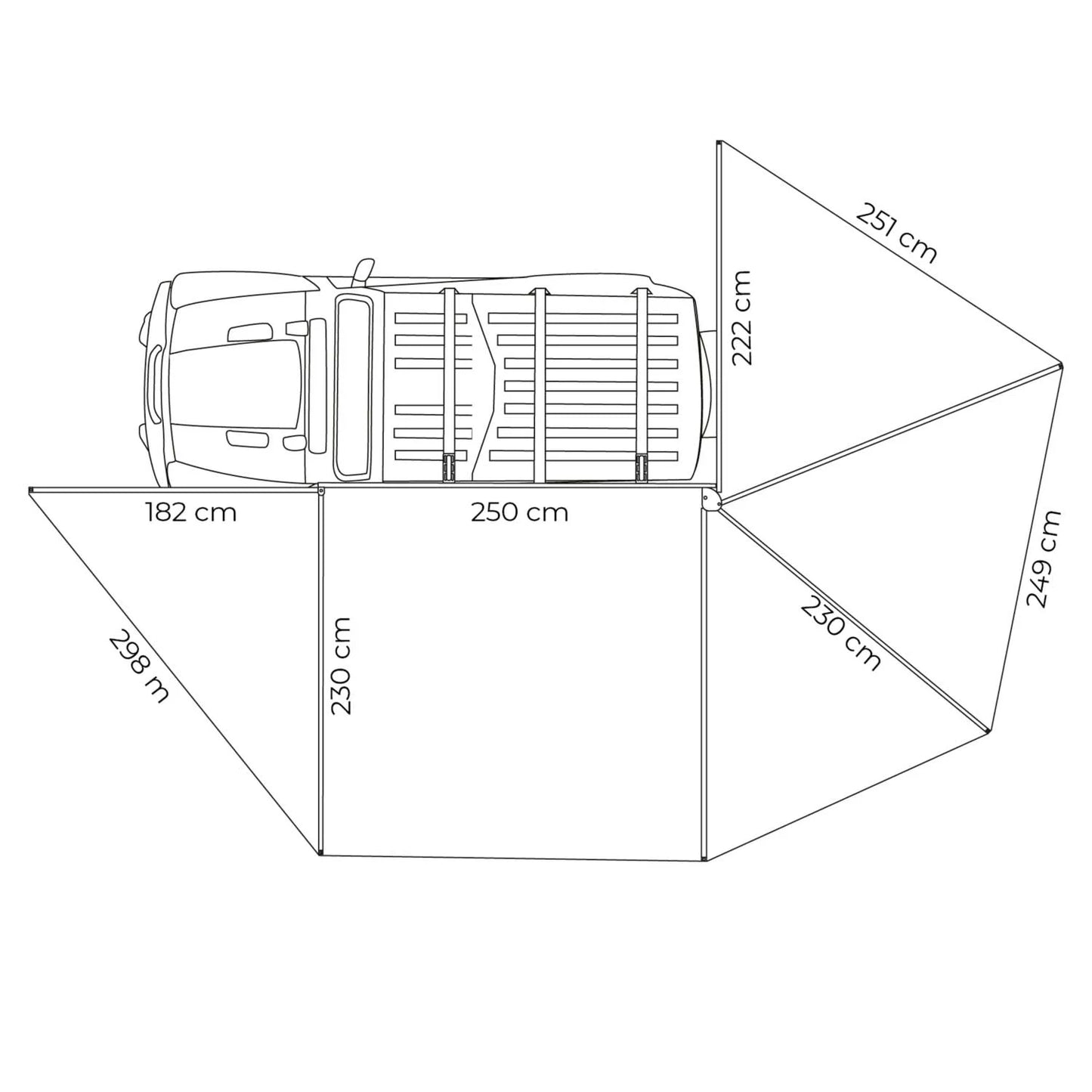 270° Awning Leaf Extended Left 250cm Grey