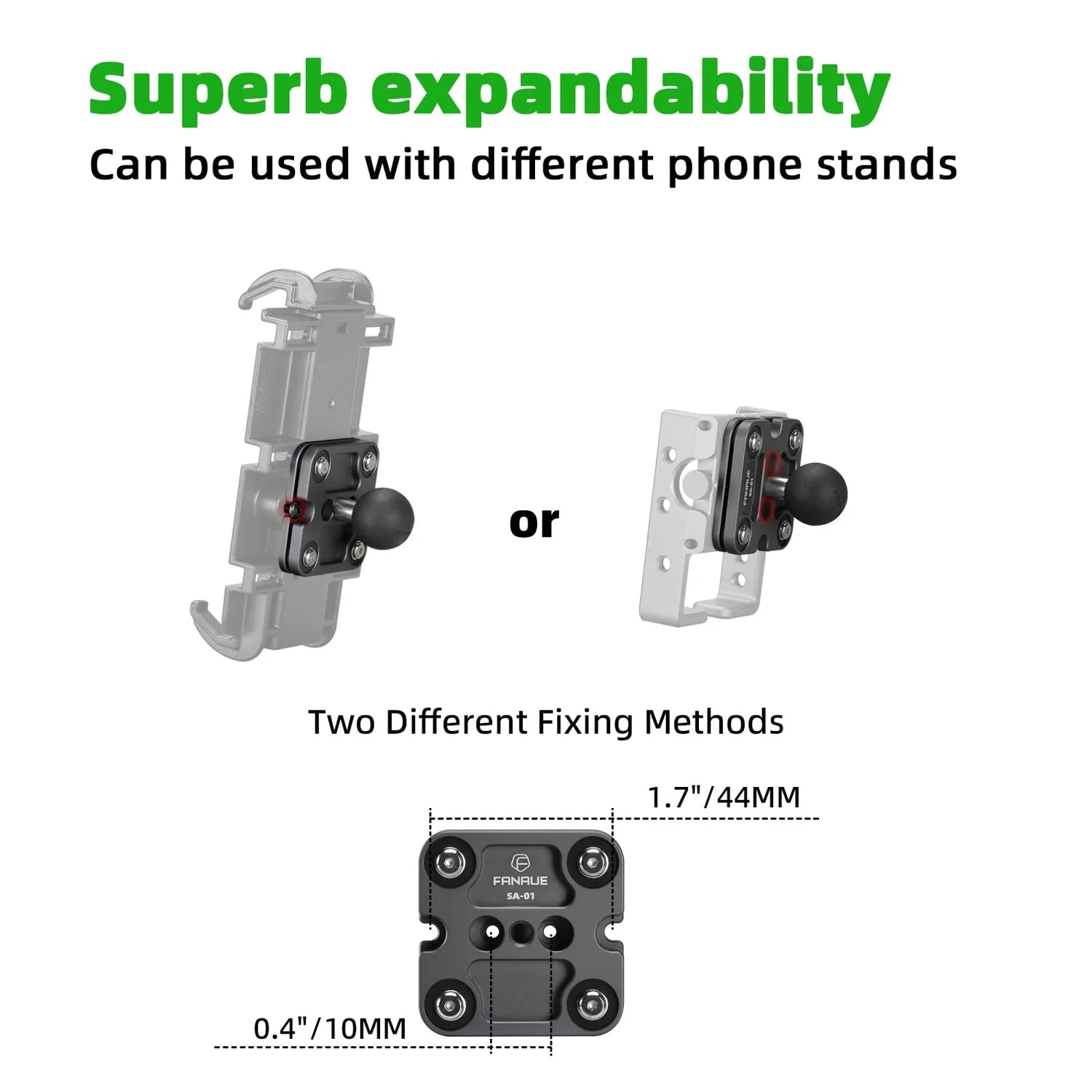 FANAUE CPC-07SA Universal Phone Holder with 1'' Ball for Smartphones with a Width of 2.3" to 3.4" - Trailborn Equipment