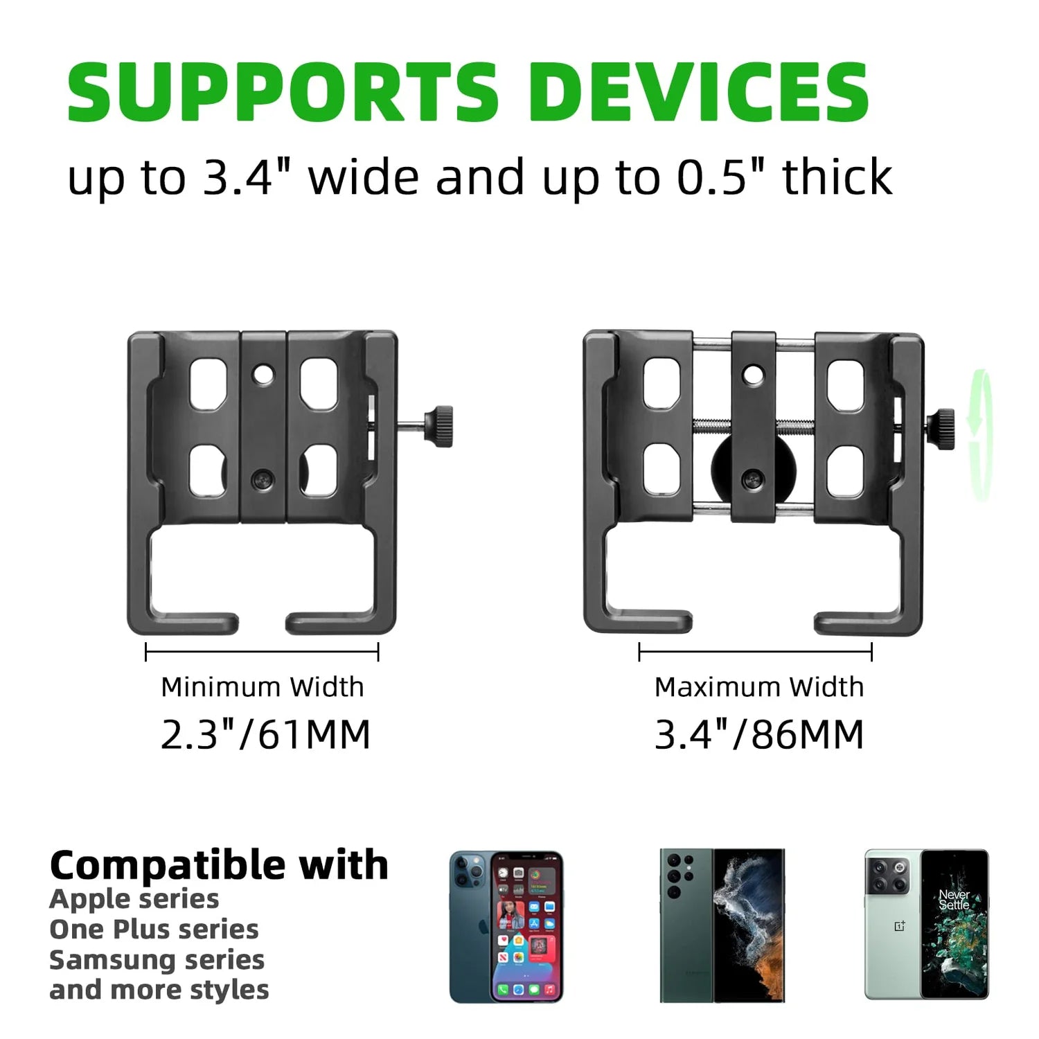 FANAUE CPC-07SA Universal Phone Holder with 1'' Ball for Smartphones with a Width of 2.3" to 3.4" - Trailborn Equipment
