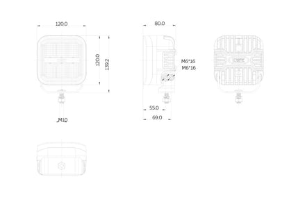 OZZ SQR 5" Extraljus med dynamiskt positionsljus