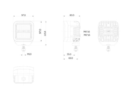 OZZ SQR 3" Extraljus med dynamiskt positionsljus