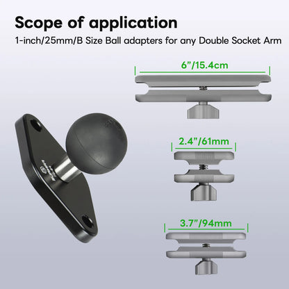 FANAUE Diamond Mount Base Compatible RAM Mount B Size 1" Ball - Trailborn Equipment