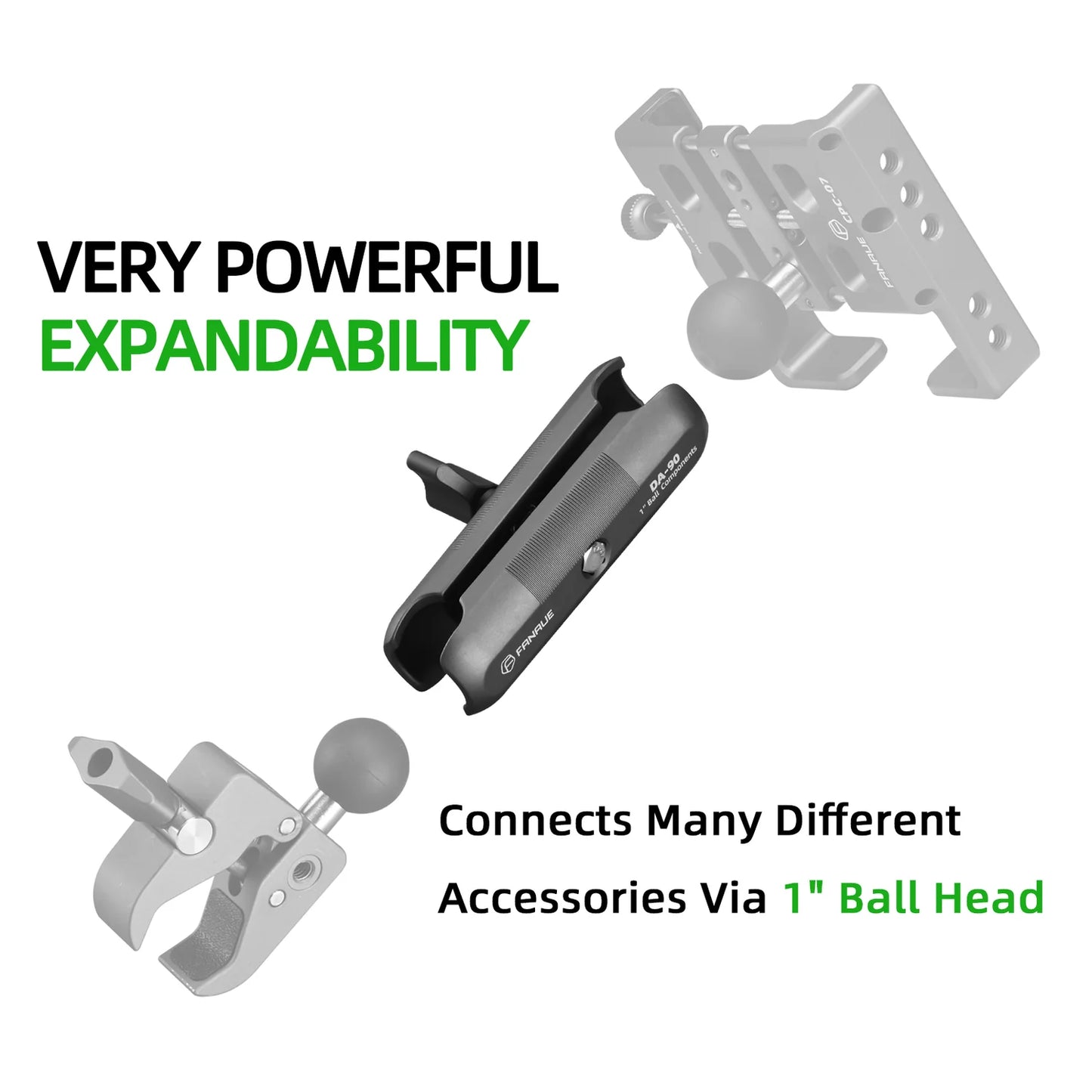 FANAUE DA-90 Double Socket Arm with Dual 1" Ball sockets - Trailborn Equipment