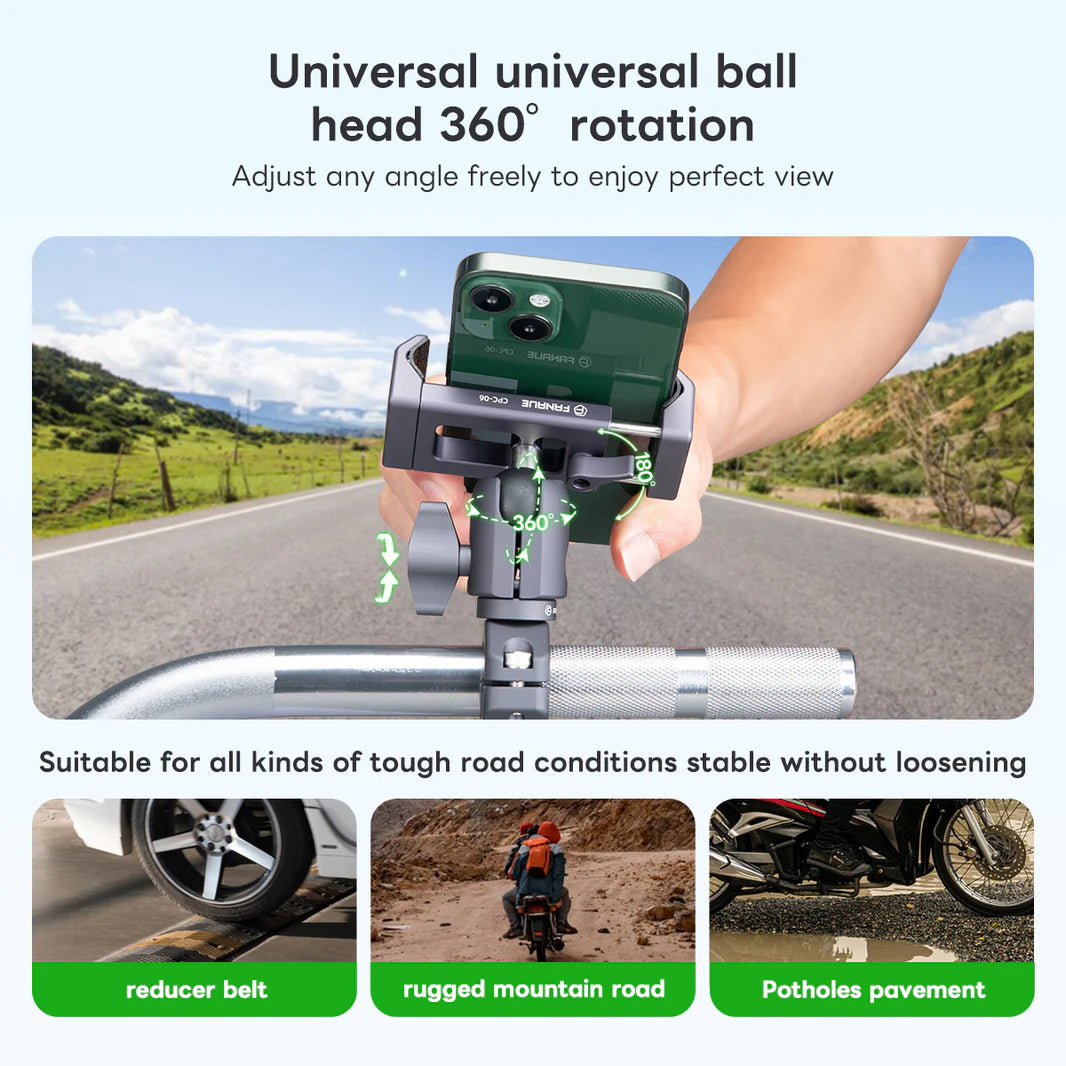 FANAUE Aluminum Phone Holder with 17, 20 , 1 " Ball Head Adapter for 6-8.5" Smartphone - Trailborn Equipment